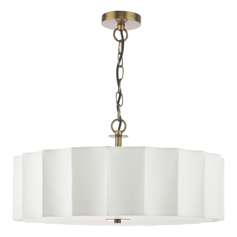 Dar-NOU0363 - Noura - Bronze 3 Light Pendant with Ivory Shade & White Diffuser