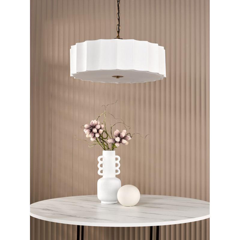 Dar-NOU0363 - Noura - Bronze 3 Light Pendant with Ivory Shade & White Diffuser