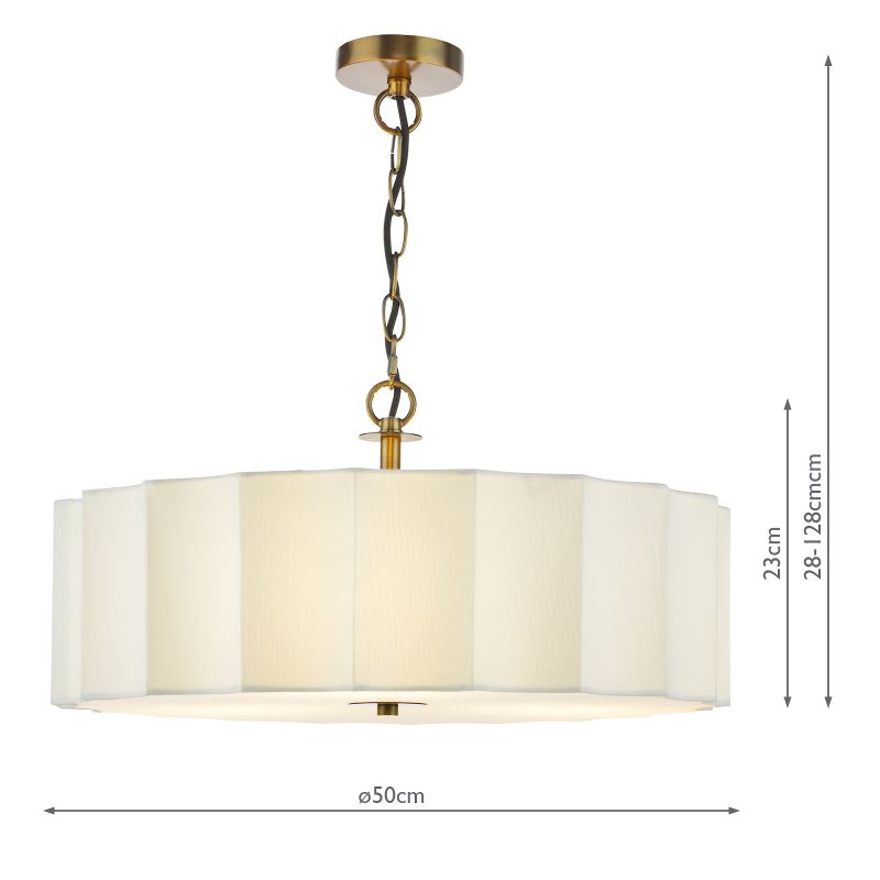 Dar-NOU0363 - Noura - Bronze 3 Light Pendant with Ivory Shade & White Diffuser