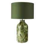 Nuria - Green Art Glass Table Lamp with Green Cotton Shade