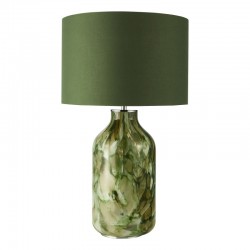 Nuria - Green Art Glass Table Lamp with Green Cotton Shade