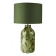 Dar-NUR4224 - Nuria - Green Art Glass Table Lamp with Green Cotton Shade