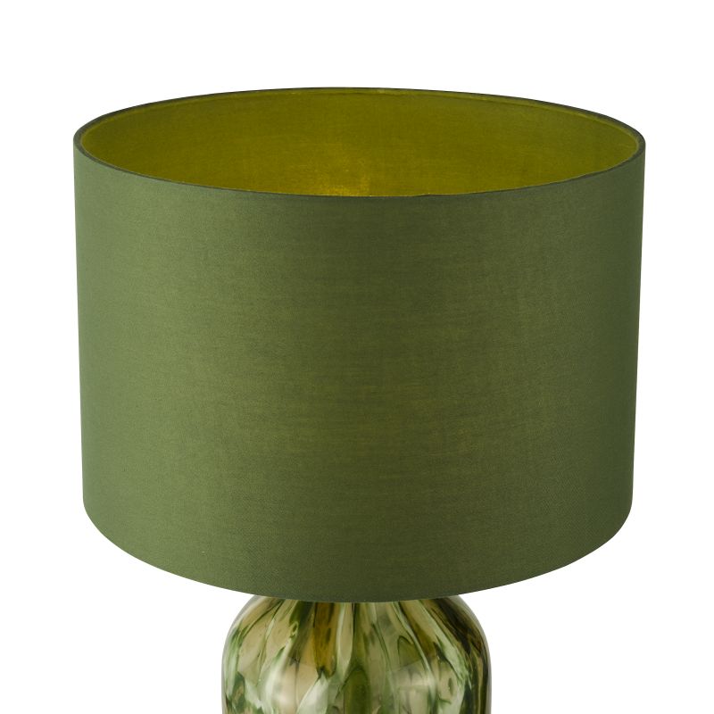 Dar-NUR4224 - Nuria - Green Art Glass Table Lamp with Green Cotton Shade