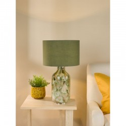 Nuria - Green Art Glass Table Lamp with Green Cotton Shade