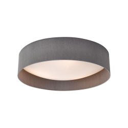Nysa - Grey Faux Silk 3 Light Flush with White Diffuser