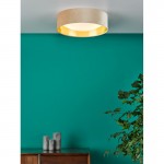 Nysa - Taupe Velvet 2 Light Flush with White Diffuser  Nysa - Taupe Velvet 2 Light Flush with White Diffuser