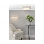 Nysa - White Faux Silk 2 Light Flush with White Diffuser Nysa - White Faux Silk 2 Light Flush with White Diffuser