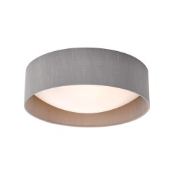 Nysa - Grey Faux Silk 2 Light Flush with White Diffuser Nysa - Grey Faux Silk 2 Light Flush with White Diffuser