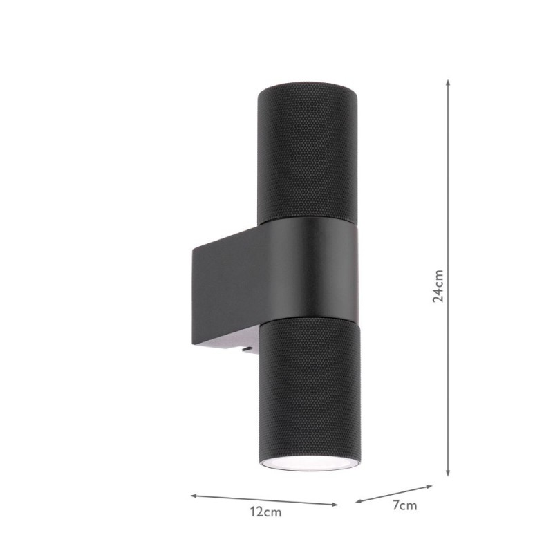 Dar-OBI3222 - Obi - Matt Black Up & Down Wall Lamp IP54
