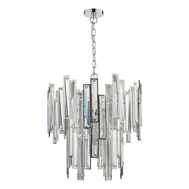 Ceiling Lights - Odile - Crystal & Polished Chrome 6 Light Chandelier Dar-ODI0650 - Odile - Crystal & Polished Chrome 6 Light Chandelier