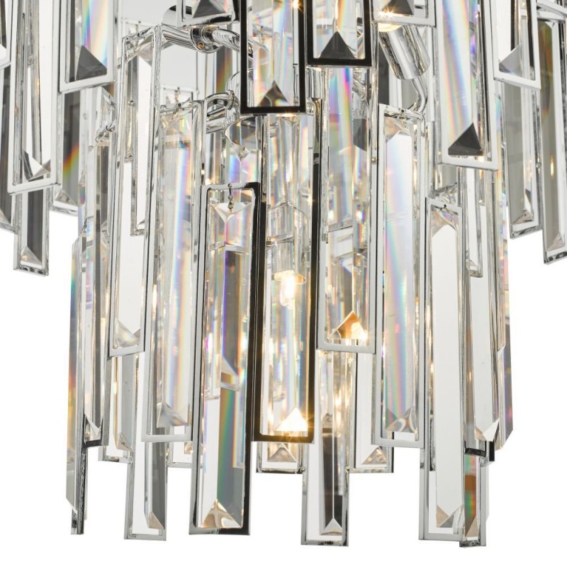 Ceiling Lights - Odile - Crystal & Polished Chrome 6 Light Chandelier Dar-ODI0650 - Odile - Crystal & Polished Chrome 6 Light Chandelier