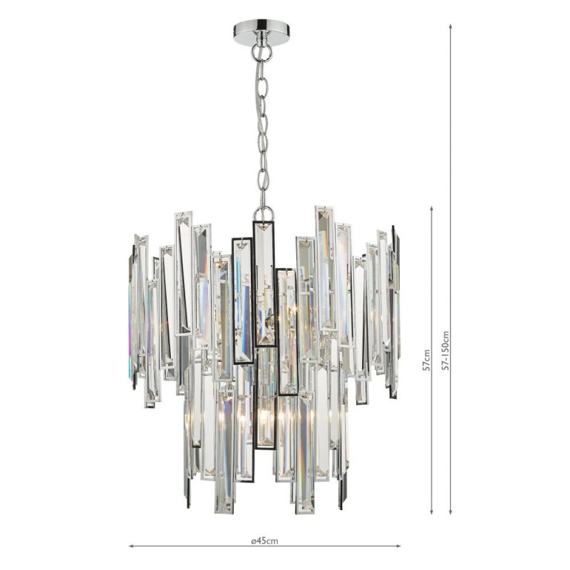 Ceiling Lights - Odile - Crystal & Polished Chrome 6 Light Chandelier Dar-ODI0650 - Odile - Crystal & Polished Chrome 6 Light Chandelier