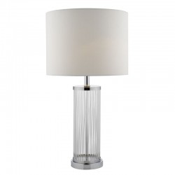 Olalla - Chrome & Glass Rods Table lamp with Ivory Shade Olalla - Chrome & Glass Rods Table lamp with Ivory Shade