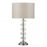 Oleana - Ivory Shade and Chrome with Crystal Table Lamp