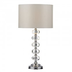 Oleana - Ivory Shade and Chrome with Crystal Table Lamp Oleana - Ivory Shade and Chrome with Crystal Table Lamp