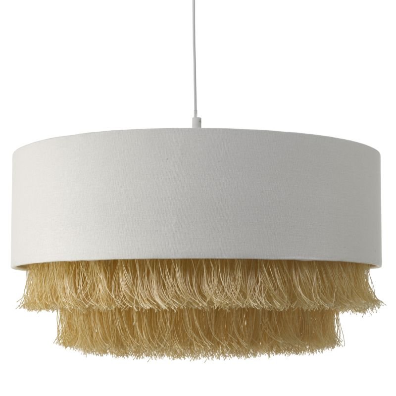 Accessories - Olgia - Ivory with Gold Fringe Fabric Shade for Hanging Pendant Dar-OLG6512 - Olgia - Ivory with Gold Fringe Fabric Shade for Hanging Pendant