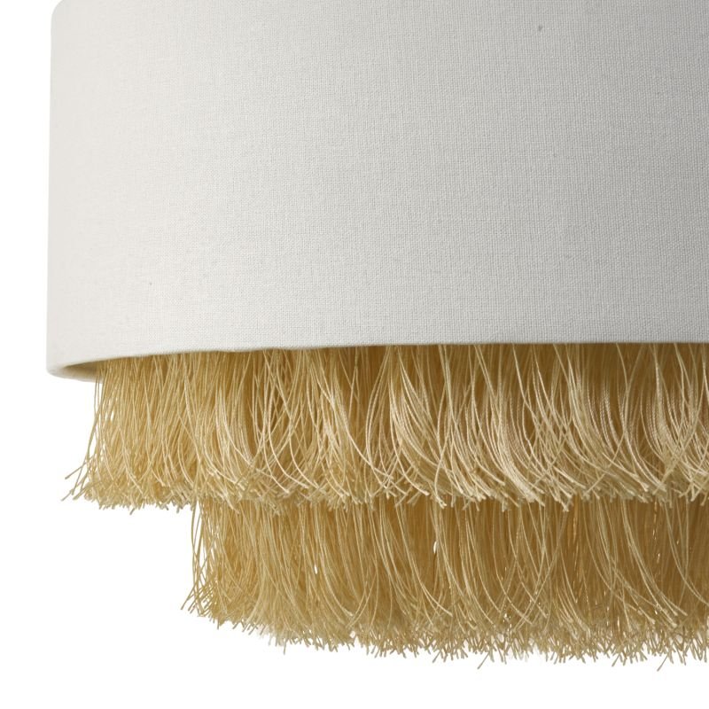 Accessories - Olgia - Ivory with Gold Fringe Fabric Shade for Hanging Pendant Dar-OLG6512 - Olgia - Ivory with Gold Fringe Fabric Shade for Hanging Pendant