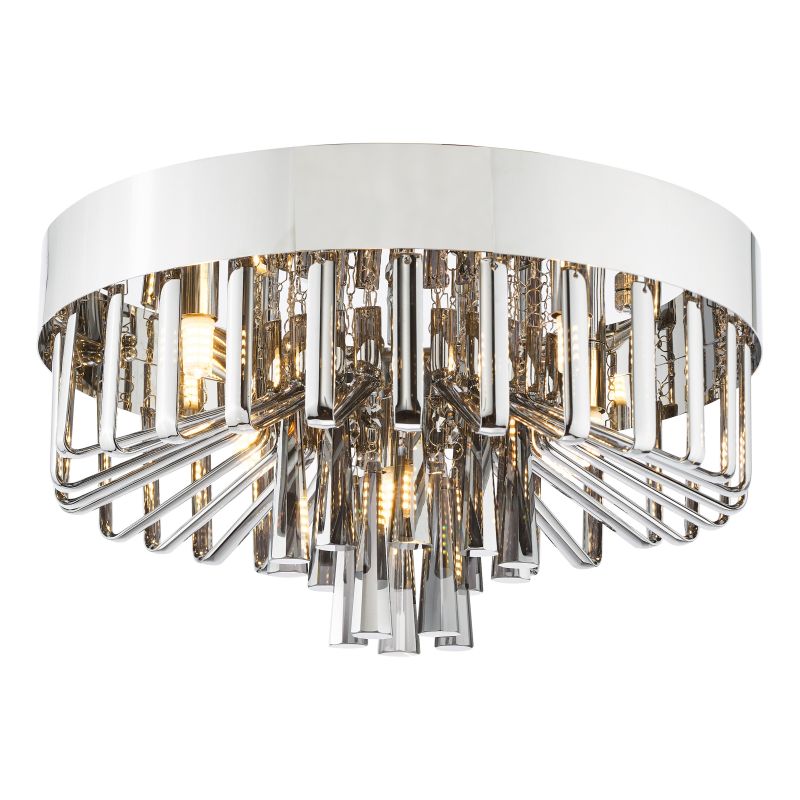 Dar-OLI5410 - Olin - Chrome 5 Light Flush with Smoked Crystal