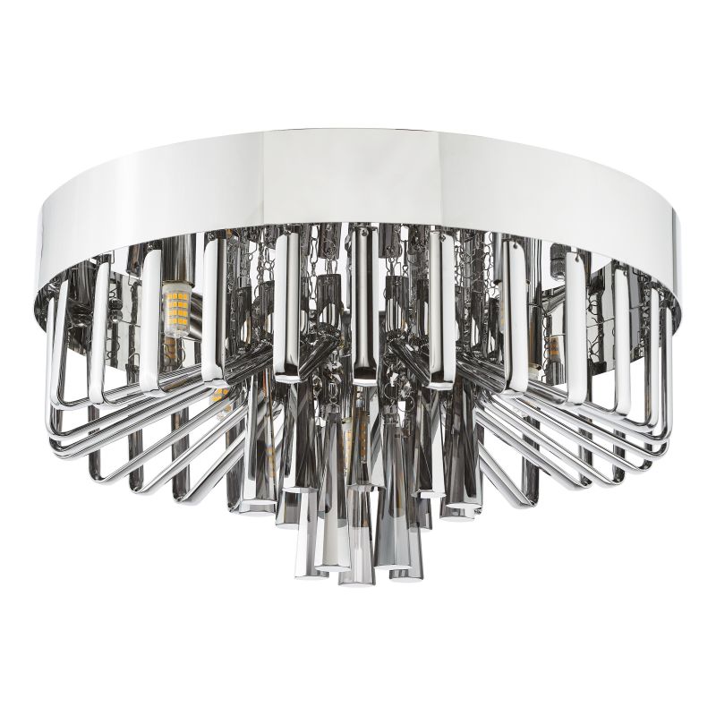 Dar-OLI5410 - Olin - Chrome 5 Light Flush with Smoked Crystal