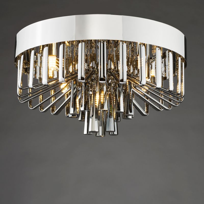 Dar-OLI5410 - Olin - Chrome 5 Light Flush with Smoked Crystal