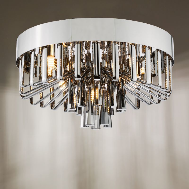 Dar-OLI5410 - Olin - Chrome 5 Light Flush with Smoked Crystal