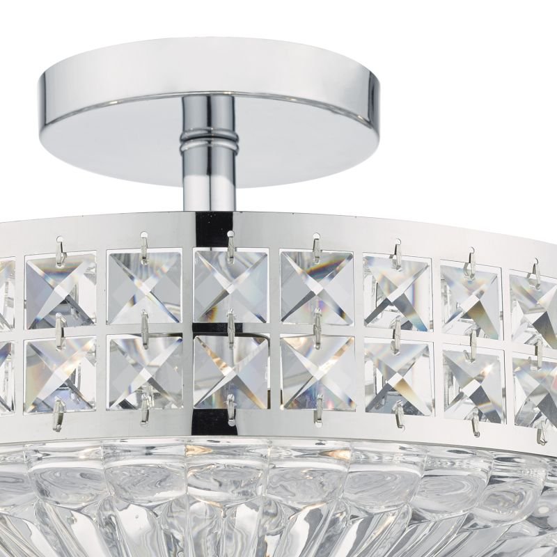 Dar-OLO5350 - Olona - Decorative Clear Glass and Chrome 3 Light Semi Flush