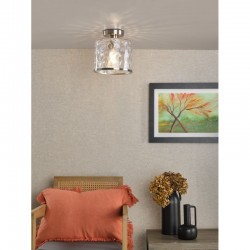 Olsen - Satin Chrome Semi Flush with Clear Dimple Glass Olsen - Satin Chrome Semi Flush with Clear Dimple Glass