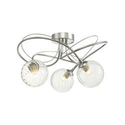 Onawa - Chrome 3 Light Semi Flush with Twisted Glass Onawa - Chrome 3 Light Semi Flush with Twisted Glass