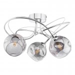 Onawa - Chrome 3 Light Semi Flush with Smoked Dimpled Glass