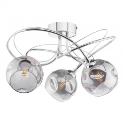 Onawa - Chrome 3 Light Semi Flush with Smoked Dimpled Glass