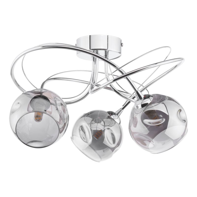 Wisebuys-ONA5350-15 - Onawa - Smoky Dimpled Glass & Chrome 3 Light Semi Flush