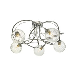 Onawa - Chrome 5 Light Semi Flush with Twisted Glass Onawa - Chrome 5 Light Semi Flush with Twisted Glass