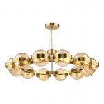 Ophira - Antique Gold 12 Light Centre Fitting with Amber Ribbed Glass