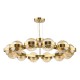 Dar-OPH1235 - Ophira - Antique Gold 12 Light Centre Fitting with Amber Ribbed Glass