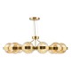 Dar-OPH1235 - Ophira - Antique Gold 12 Light Centre Fitting with Amber Ribbed Glass