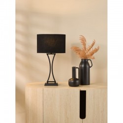 Oporto - Matt Black Table Lamp with Black Oval Shade