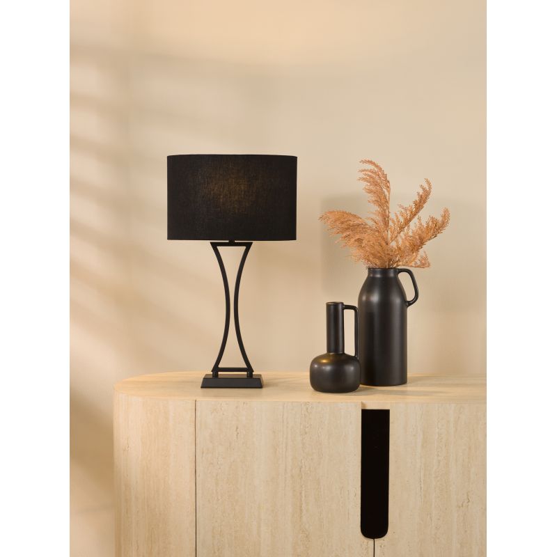 Dar_Vol3-OPO4122 - Oporto - Matt Black Table Lamp with Black Oval Shade