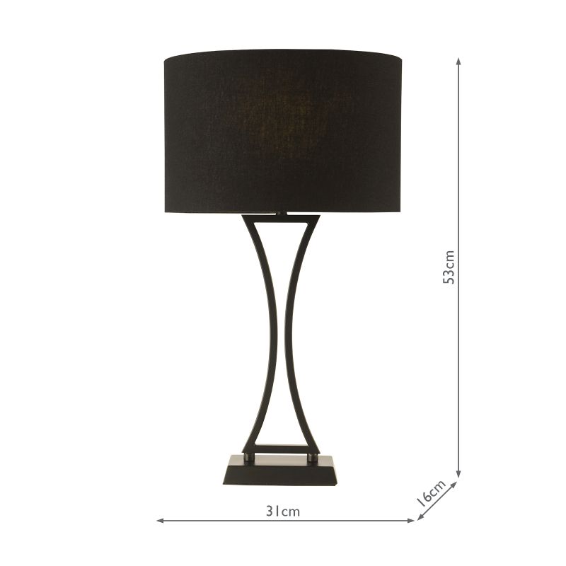 Dar_Vol3-OPO4122 - Oporto - Matt Black Table Lamp with Black Oval Shade