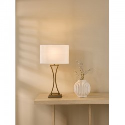 Oporto - Aged Brass Table Lamp with Ivory Oval Shade