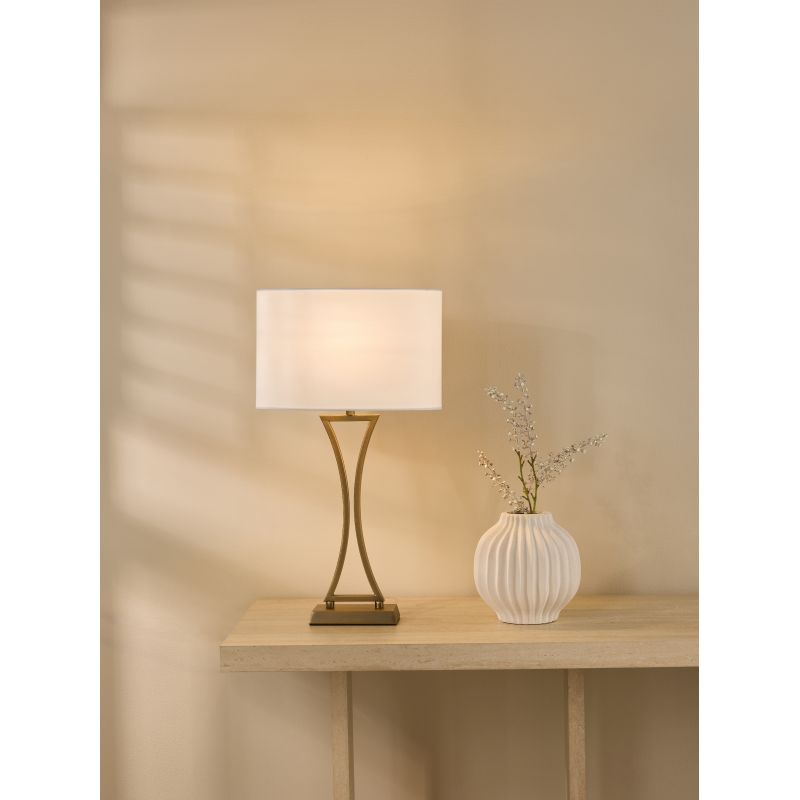 Dar_Vol3-OPO4142 - Oporto - Aged Brass Table Lamp with Ivory Oval Shade