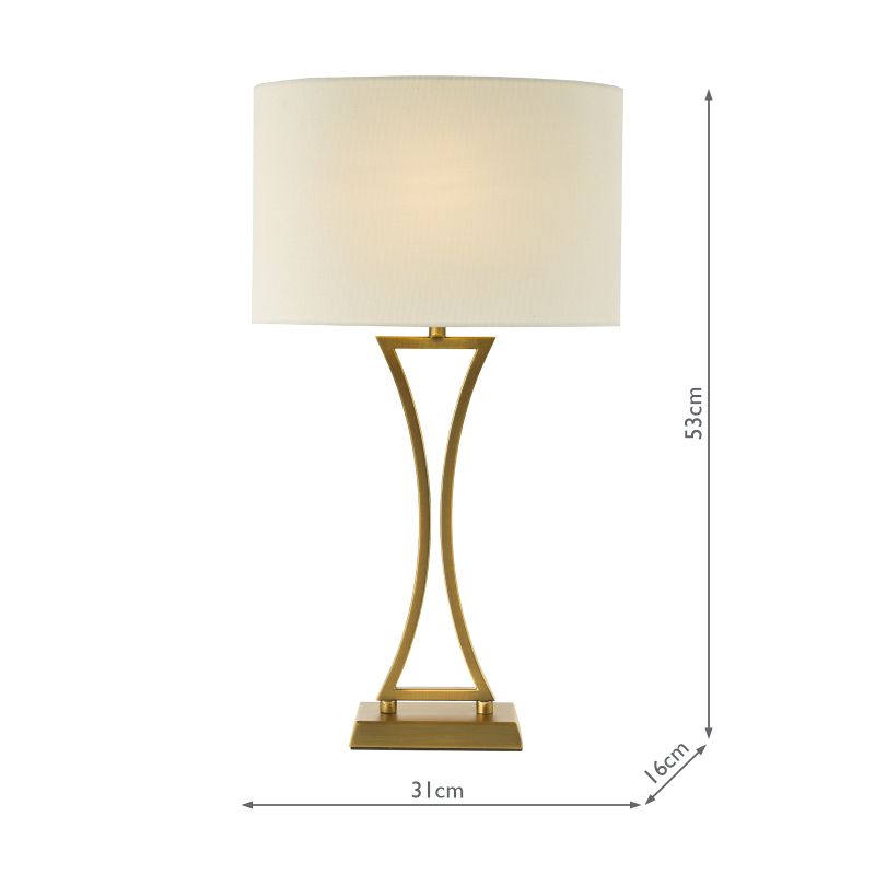 Dar_Vol3-OPO4142 - Oporto - Aged Brass Table Lamp with Ivory Oval Shade