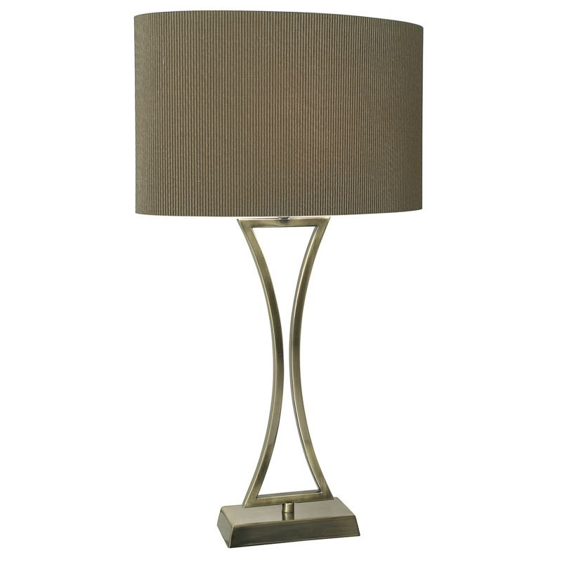 Dar_Vol3-OPO4175 - Oporto - Brown Oval Shade with Antique Brass Table Lamp