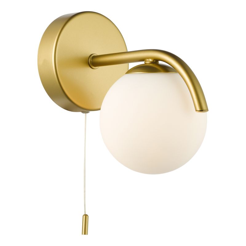 Dar-ORL0735 - Orlena - Satin Gold Wall Lamp with White Glass