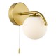 Dar-ORL0735 - Orlena - Satin Gold Wall Lamp with White Glass