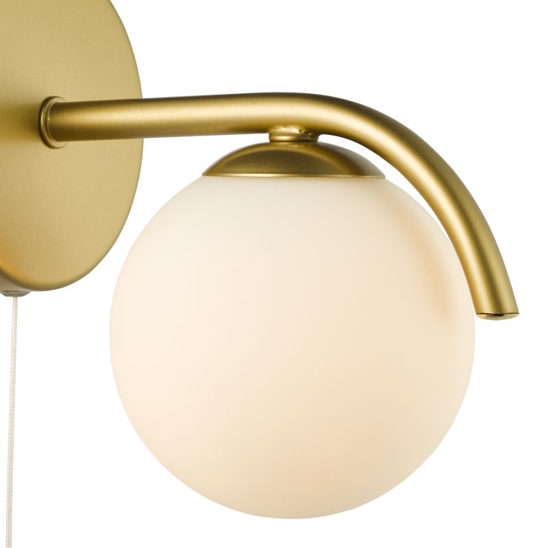 Dar-ORL0735 - Orlena - Satin Gold Wall Lamp with White Glass
