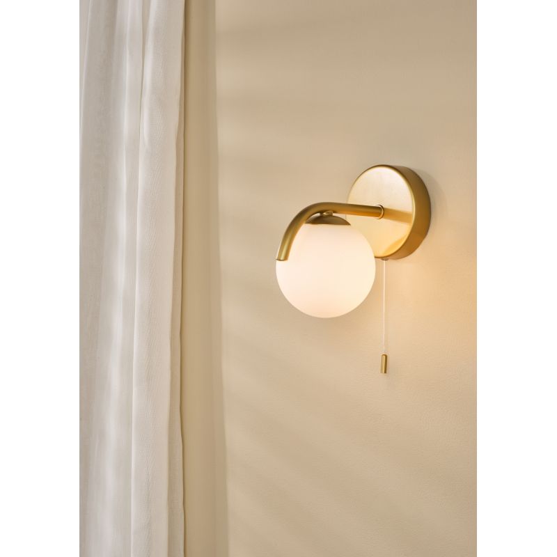 Dar-ORL0735 - Orlena - Satin Gold Wall Lamp with White Glass