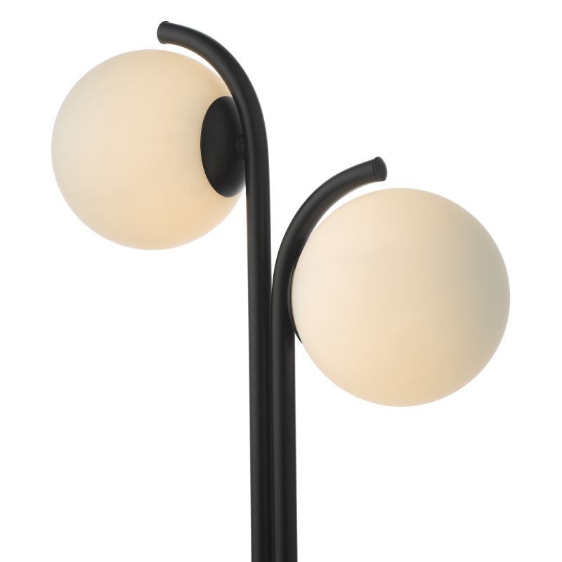 Dar-ORL4222 - Orlena - Black 2 Light Table Lamp with White Glasses