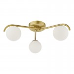 Orlena - Satin Gold 3 Light Flush with White Glasses Orlena - Satin Gold 3 Light Flush with White Glasses