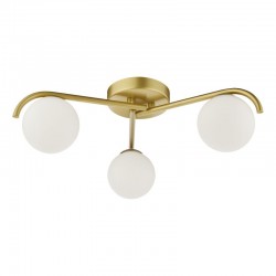 Orlena - Satin Gold 3 Light Flush with White Glasses Orlena - Satin Gold 3 Light Flush with White Glasses