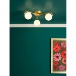 Orlena - Satin Gold 3 Light Flush with White Glasses Orlena - Satin Gold 3 Light Flush with White Glasses
